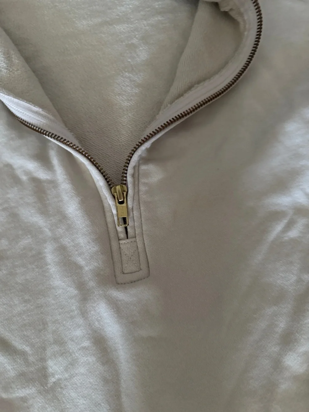 J. Crew University terry long half-zip tunic Cream Quarter-Zip Pullover